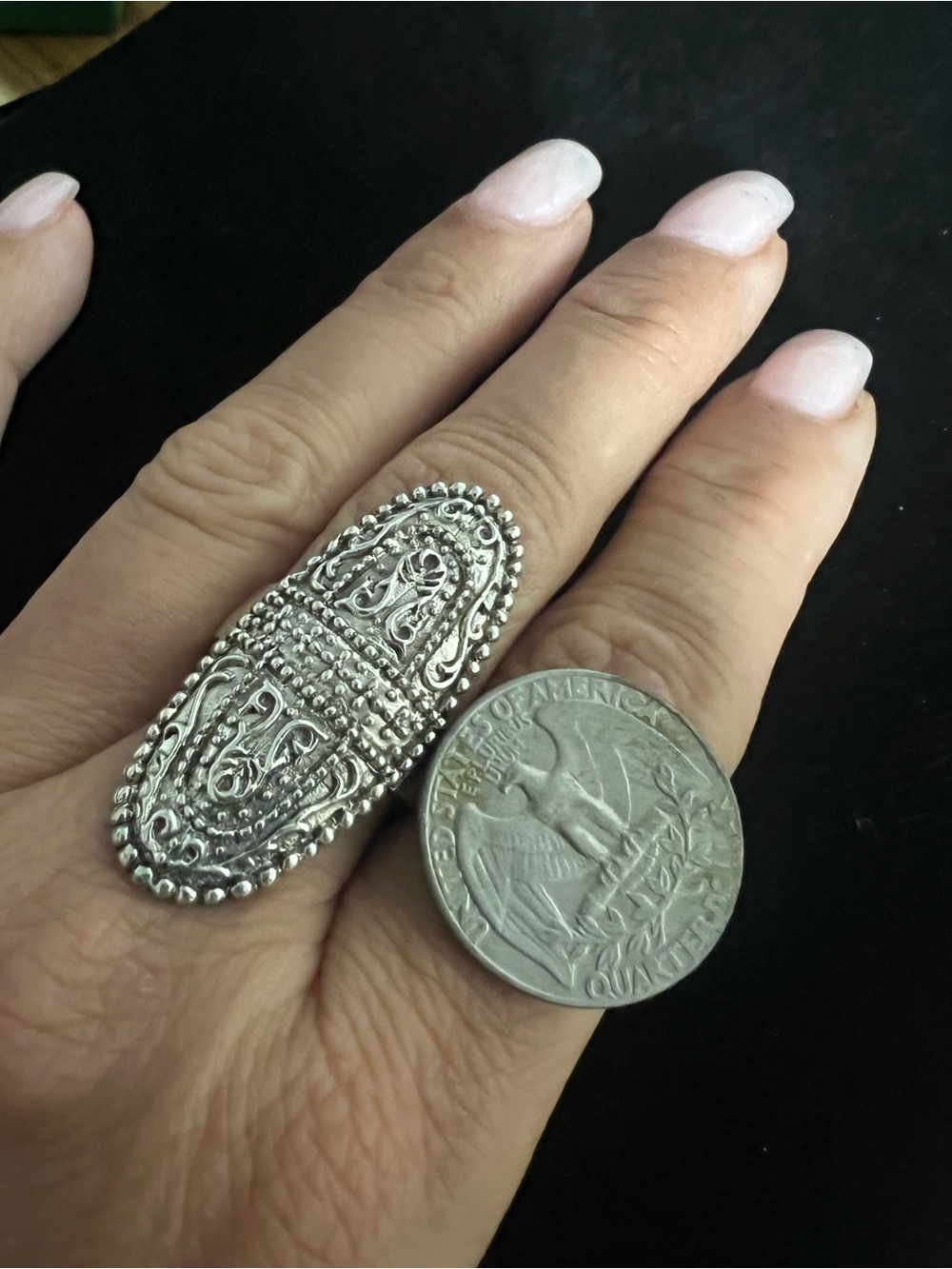 925 STERLING Silver Statement Ring SIZE 9.5 - Picture 7 of 8